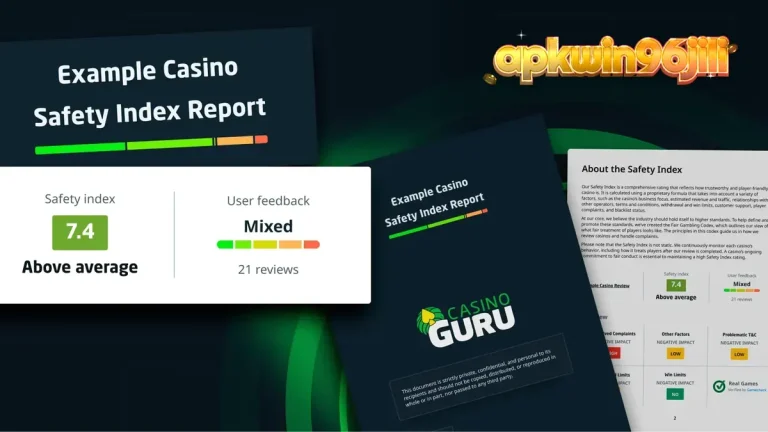 Layar dashboard yang menampilkan laporan indeks keamanan kasino